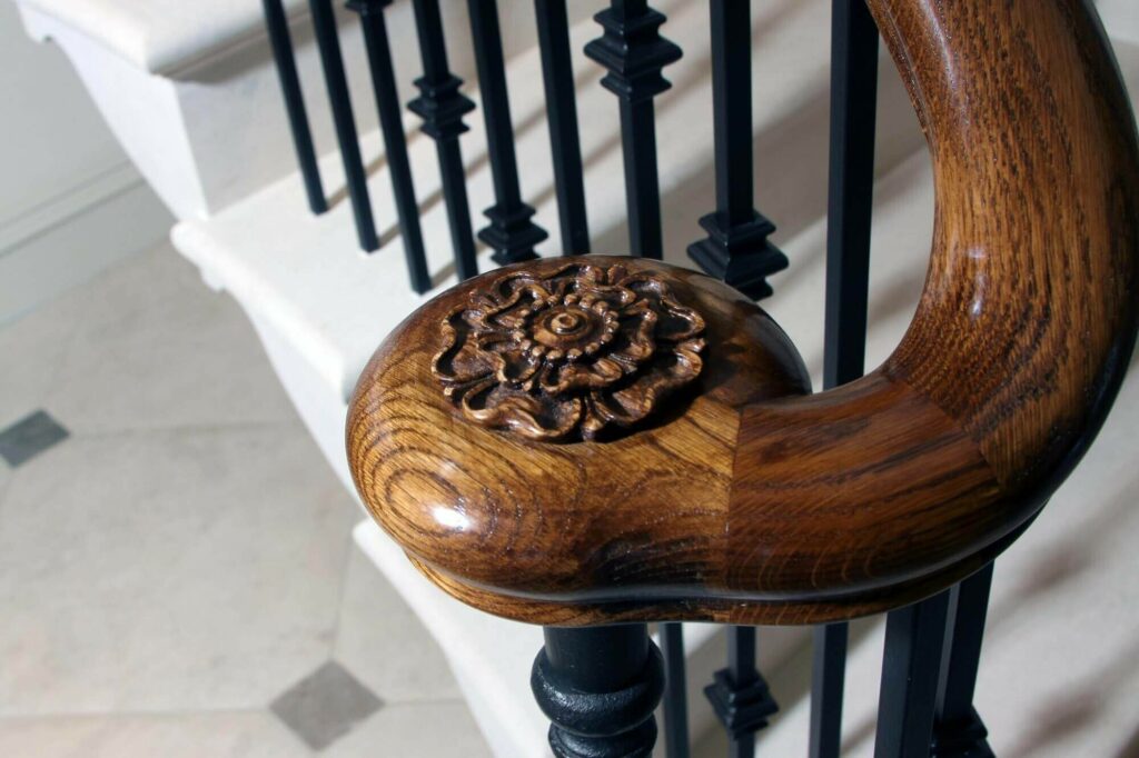 Staircase Ornate Newel at Woodend Manor, Staffordshire, Staircase & Handrail Project by PT Handrails from Clive Durose