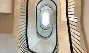 Stunning design catches the eye as the staircase rises by PT Handrails at Clive Durose Staircase Project @ Cadogan Square, Chelsea